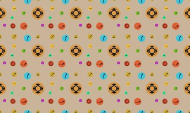 Farklı aksesuarlara sahip renkli arkaplan