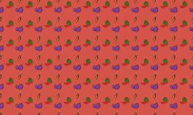 Farklı aksesuarlara sahip renkli arkaplan