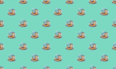 Farklı aksesuarlara sahip renkli arkaplan