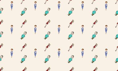 Farklı aksesuarlara sahip renkli arkaplan