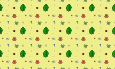 Farklı aksesuarlara sahip renkli arkaplan