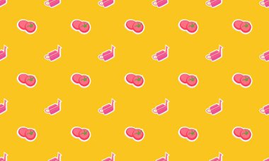 Farklı aksesuarlara sahip renkli arkaplan