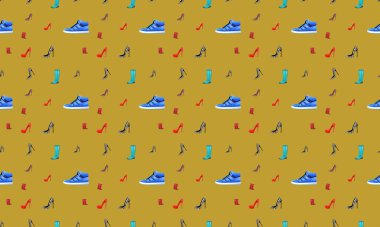 Farklı aksesuarlara sahip renkli arkaplan