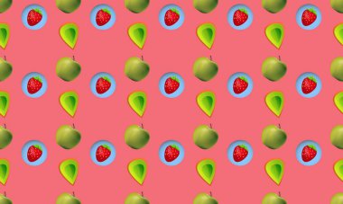 Farklı aksesuarlara sahip renkli arkaplan