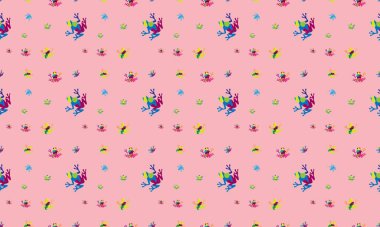 Farklı aksesuarlara sahip renkli arkaplan