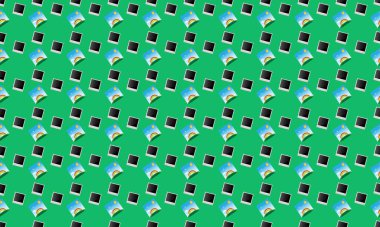 Farklı aksesuarlara sahip renkli arkaplan