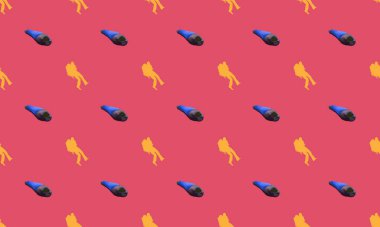 Farklı aksesuarlara sahip renkli arkaplan