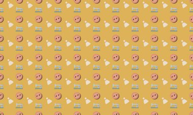 Farklı aksesuarlara sahip renkli arkaplan