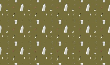 Farklı aksesuarlara sahip renkli arkaplan