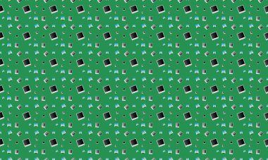 Farklı aksesuarlara sahip renkli arkaplan