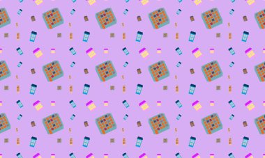 Farklı aksesuarlara sahip renkli arkaplan