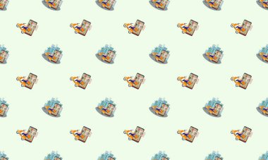 Farklı aksesuarlara sahip renkli arkaplan