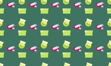 Farklı aksesuarlara sahip renkli arkaplan