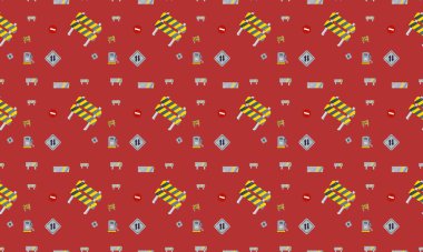 Farklı aksesuarlara sahip renkli arkaplan