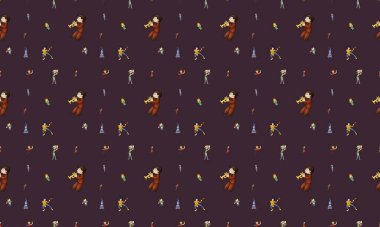 Farklı aksesuarlara sahip renkli arkaplan