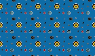 Farklı aksesuarlara sahip renkli arkaplan