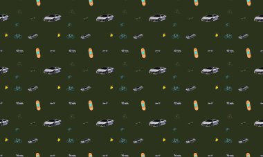 Farklı aksesuarlara sahip renkli arkaplan