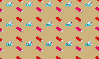 Farklı aksesuarlara sahip renkli arkaplan