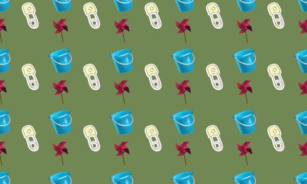 Colored background with different accessories