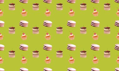 Farklı aksesuarlara sahip renkli arkaplan