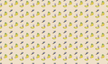 Farklı aksesuarlara sahip renkli arkaplan