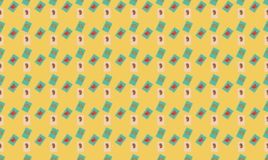 Farklı aksesuarlara sahip renkli arkaplan