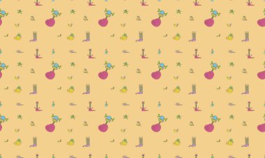 Farklı aksesuarlara sahip renkli arkaplan