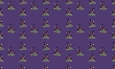 Farklı aksesuarlara sahip renkli arkaplan