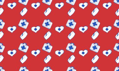 Farklı aksesuarlara sahip renkli arkaplan