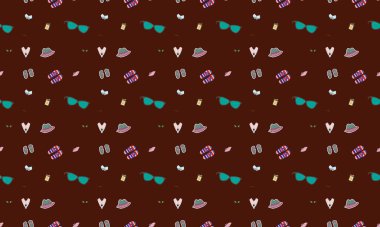 Farklı aksesuarlara sahip renkli arkaplan