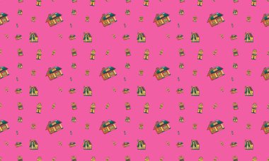 Farklı aksesuarlara sahip renkli arkaplan