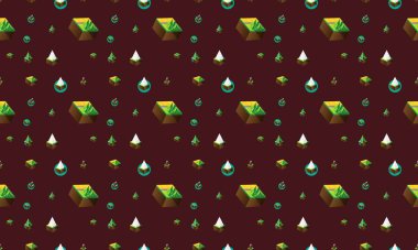 Farklı aksesuarlara sahip renkli arkaplan