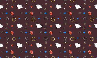 Farklı aksesuarlara sahip renkli arkaplan