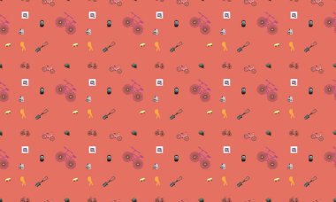 Farklı aksesuarlara sahip renkli arkaplan