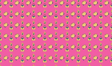 Farklı aksesuarlara sahip renkli arkaplan