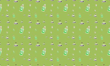 Farklı aksesuarlara sahip renkli arkaplan