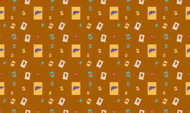 Farklı aksesuarlara sahip renkli arkaplan