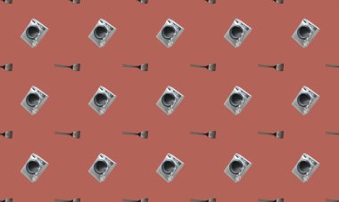 Farklı aksesuarlara sahip renkli arkaplan