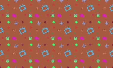 Farklı aksesuarlara sahip renkli arkaplan