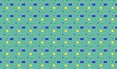 Farklı aksesuarlara sahip renkli arkaplan