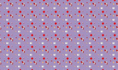 Farklı aksesuarlara sahip renkli arkaplan