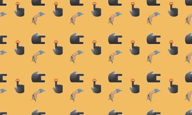 Farklı aksesuarlara sahip renkli arkaplan