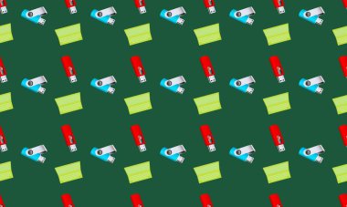 Farklı aksesuarlara sahip renkli arkaplan