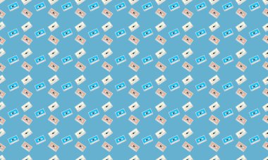 Farklı aksesuarlara sahip renkli arkaplan