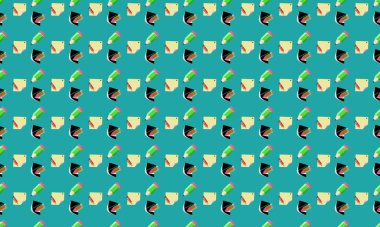 Farklı aksesuarlara sahip renkli arkaplan