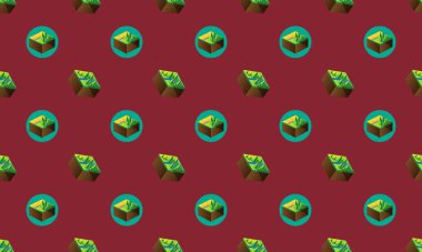 Farklı aksesuarlara sahip renkli arkaplan