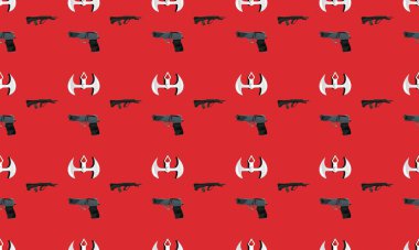 Farklı aksesuarlara sahip renkli arkaplan