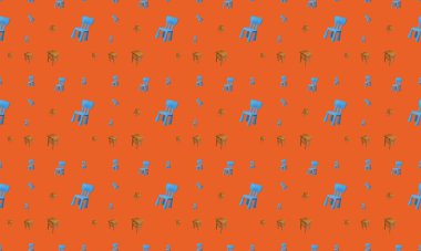 Farklı aksesuarlara sahip renkli arkaplan