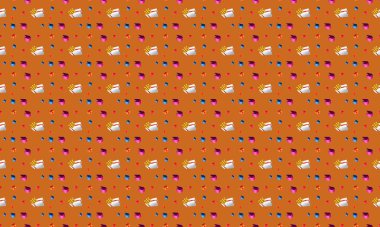 Farklı aksesuarlara sahip renkli arkaplan