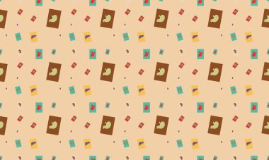 Farklı aksesuarlara sahip renkli arkaplan